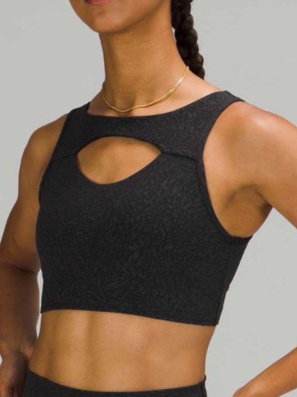 Lululemon Everlux Cut-Out Train Bra Medium Support B/C Cups (6) Crunch Black